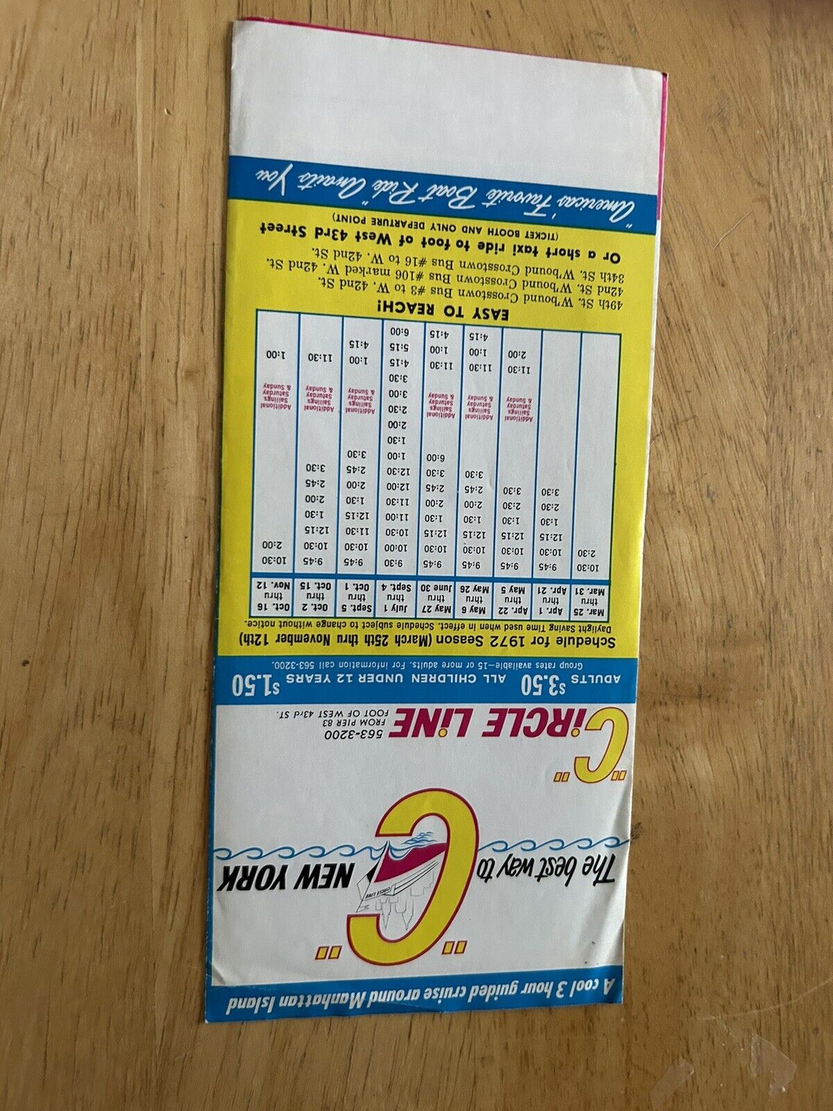 VINTAGE: 3 HOUR SIGHTSEEING CRUISE AROUND MAHATTAN ISLAND, CIRCLE LINE