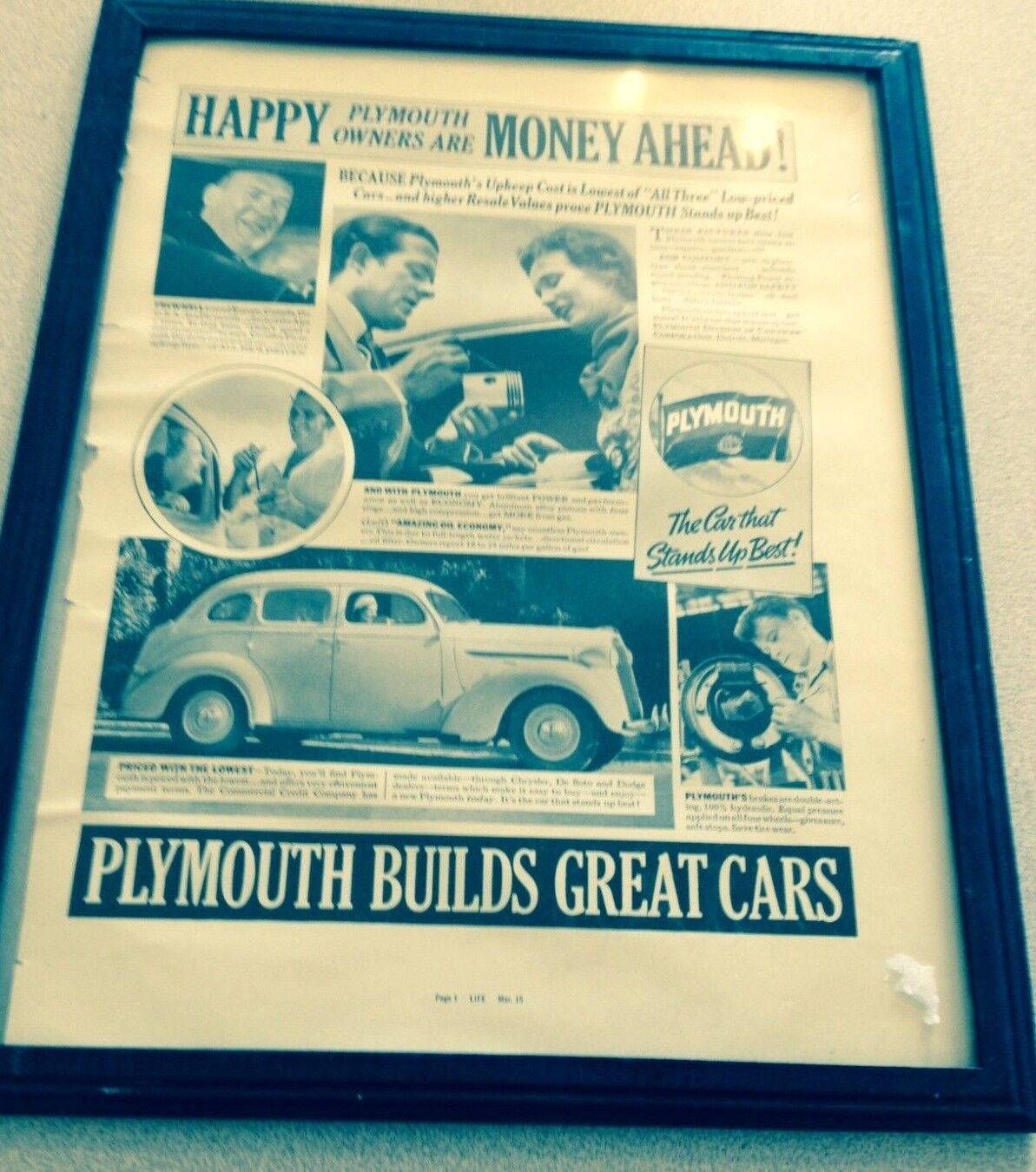 VINTAGE PLYMOUTH BUILDS GREAT CARS Advertisement Piece