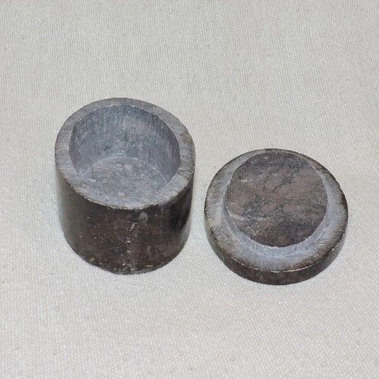 Small Marble Box/Container with a flower design on lid-Jewelry Box/Pill Box