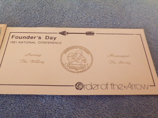 Vintage BSA (OA) Founder Day Invitation + Envelope from National Conference 1981