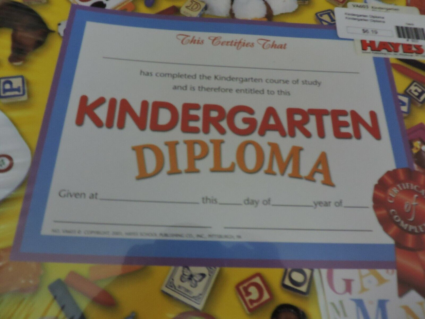 Kindergarten Diploma Certificate NEW PACK OF 25