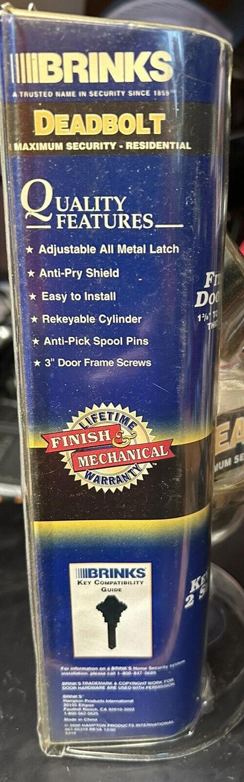 Brinks Deadbolt (Residential) Fits doors 1 3/8