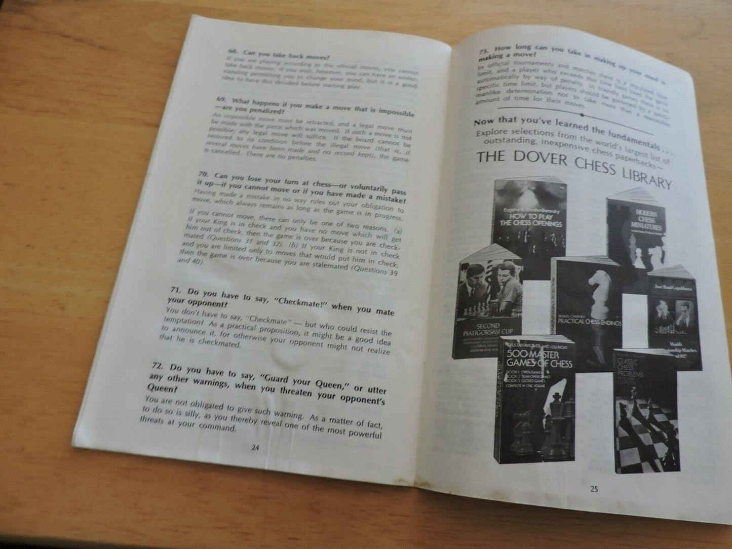 HOW DO YOU PLAY CHESS? BOOKLET BY FRED REINFELD 1972