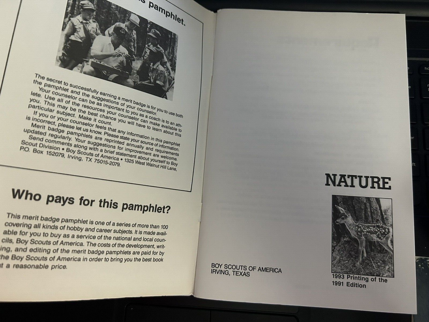 BOY SCOUTS OF AMERICA NATURE MERIT BADGE BOOK  1993
