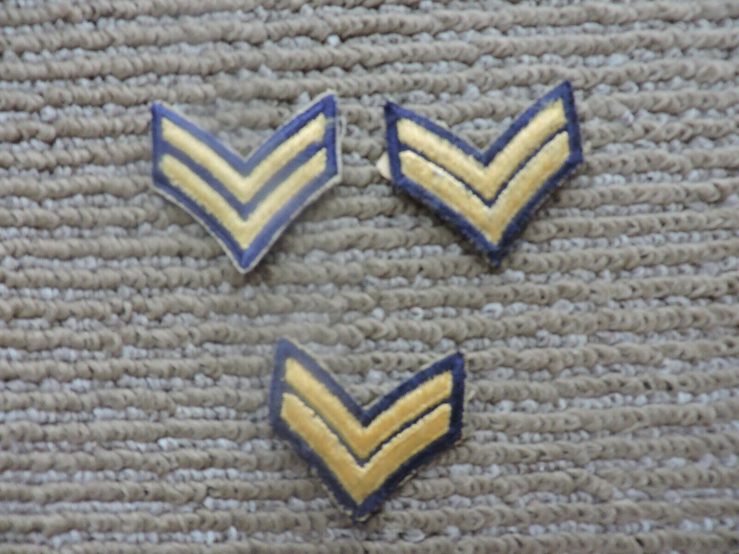 US Army WWII Non Combat CPL Rank Patch Set of Three