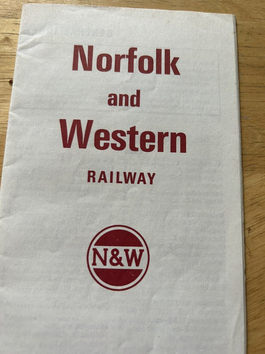 NORFOLK AND WESTERN RAILWAY SYSTEM PASSENGER TRAIN SCHEDULES Eff. Oct. 31, 1965