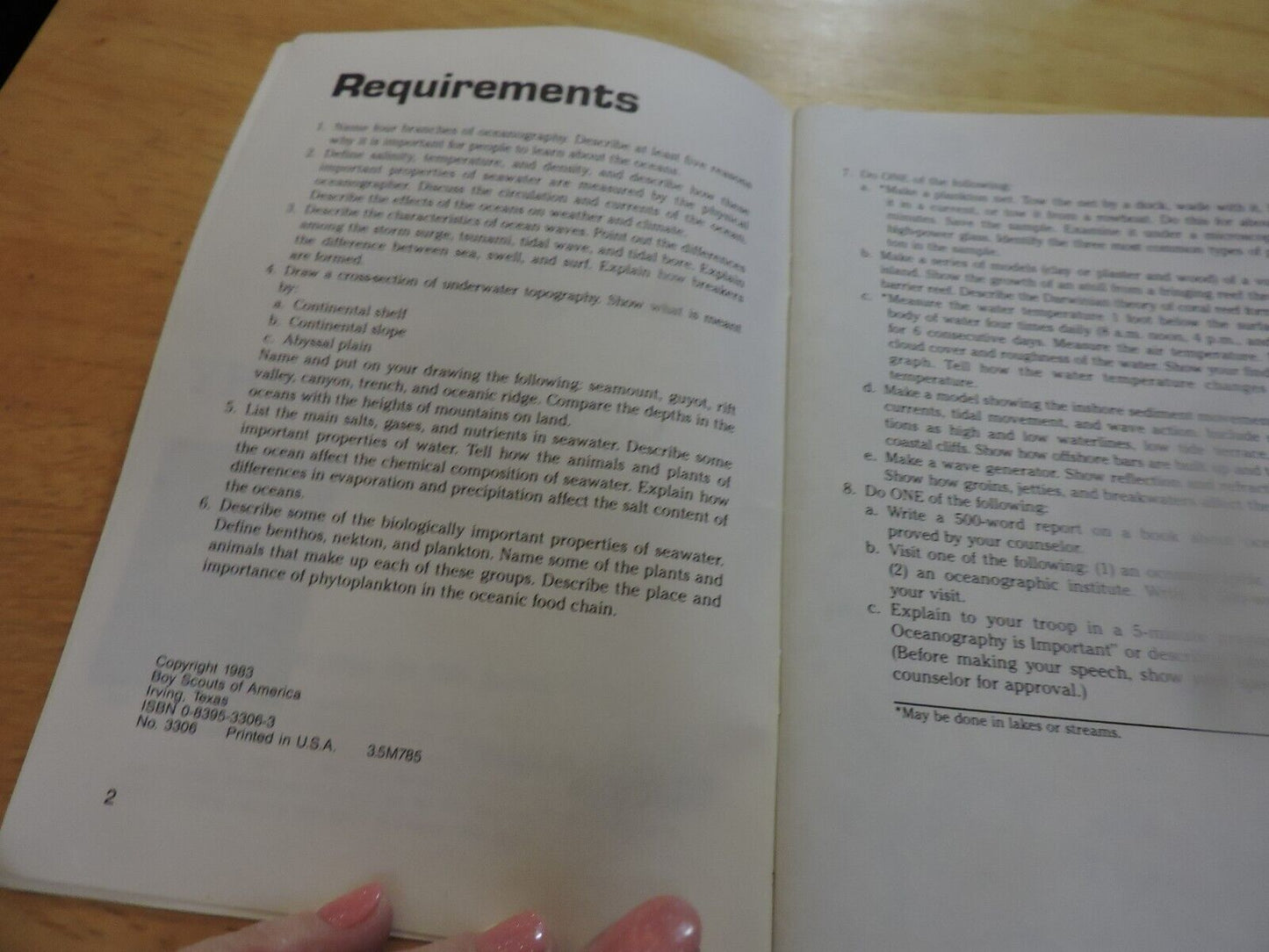 BOY SCOUTS OF AMERICA OCEANOGRAPHY  MERIT BADGE BOOK, 1985