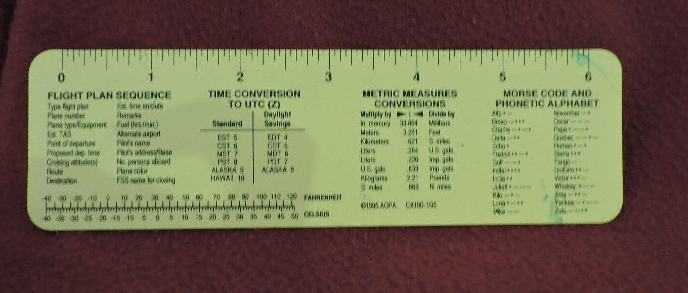 AOPA Air-Aid Cruising Altitudes (MLS) For Magnetic Courses Ruler