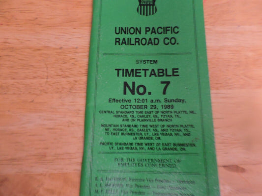 UNION PACIFIC RAILROAD CO. SYSTEM TIMETABLE NO. 7 1989