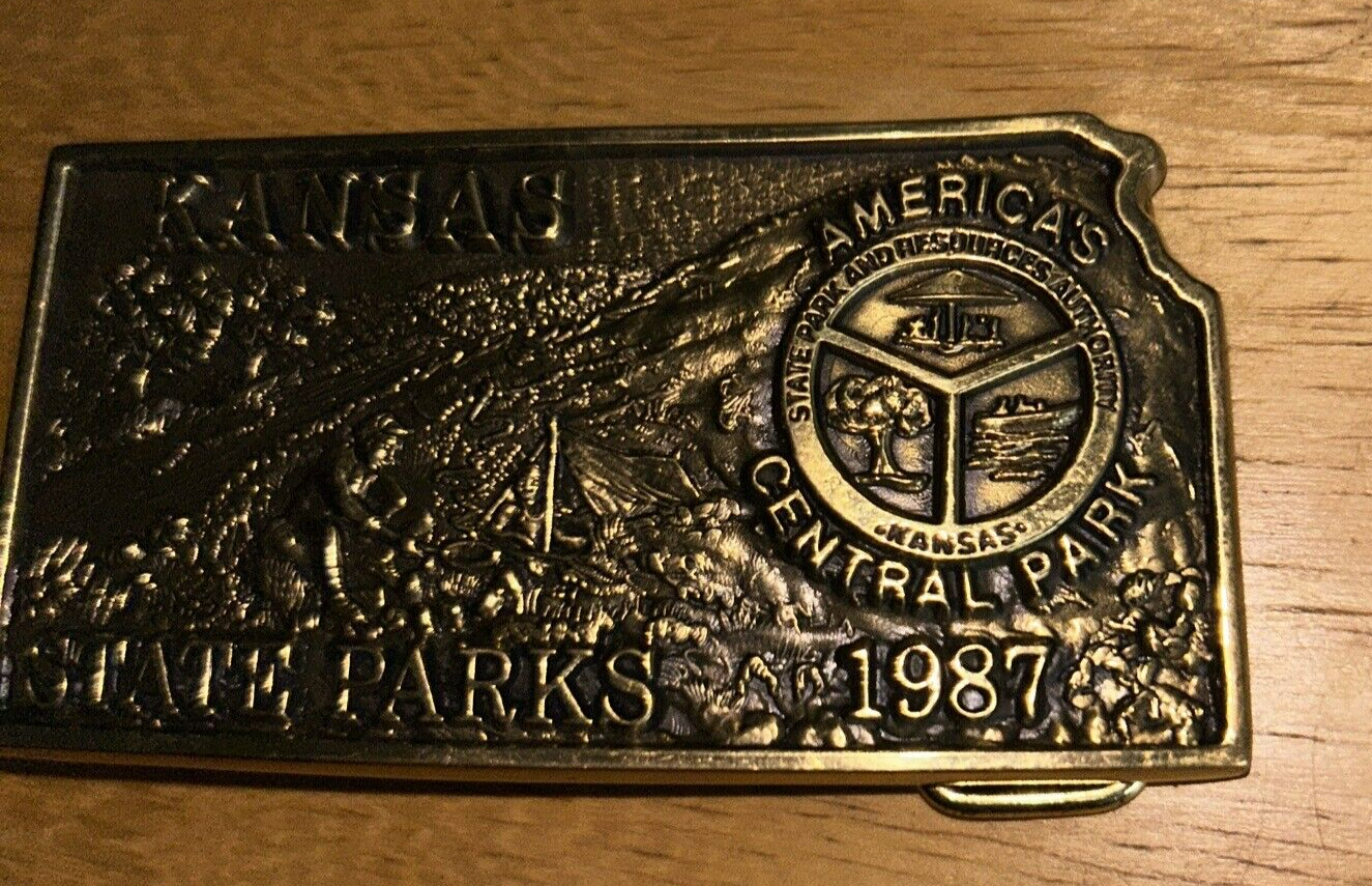 Belt Buckle Solid Brass: Kansas State Parks 1987 No. 381 of 1000