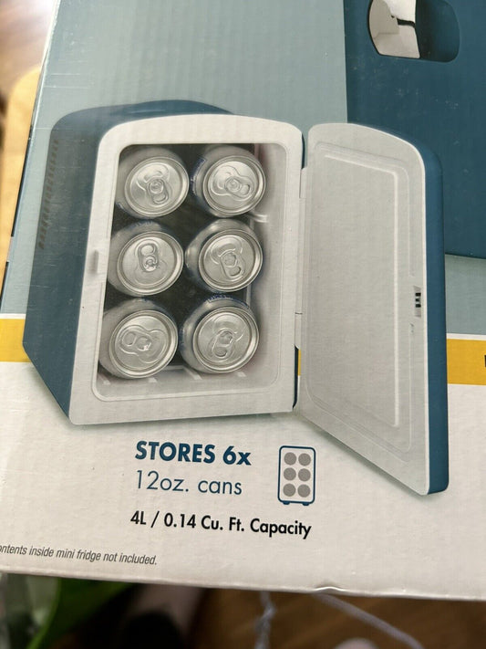 PERSONAL CHILLER MINI FRIDGE HOLDS 6 12 OZ CANS NEW-OPENED BOX