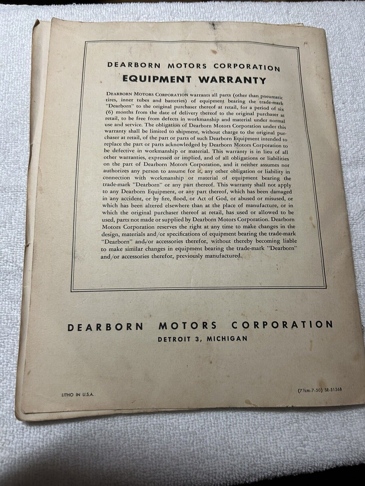 VTG Original 1948 Dearborn-Wood Bros. Corn Picker model 16-4 Instructions