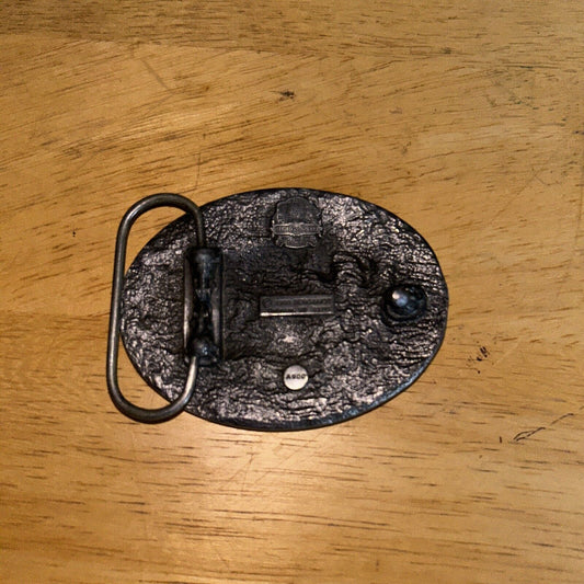 1980 Bergamot Presents: Deer Jumping Pewter Belt Buckle