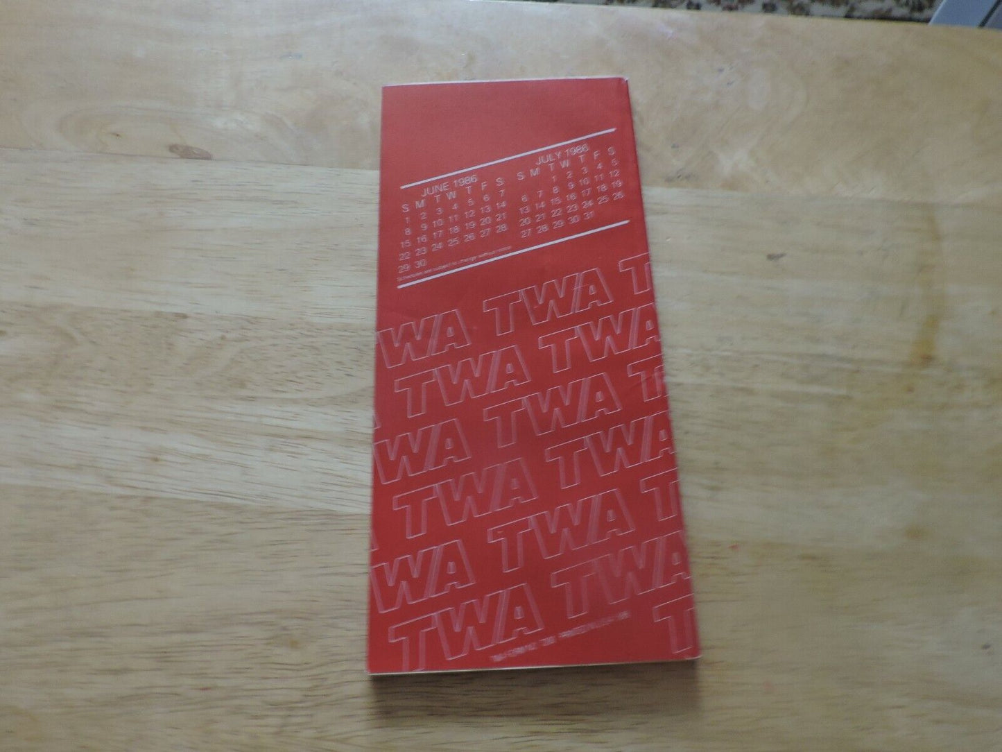 TWA Timetable Effective June 1, 1986
