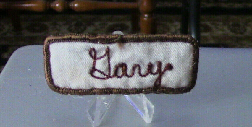 Uniform, Name Patch: GARY (White Background/Brown Outline & Letters)