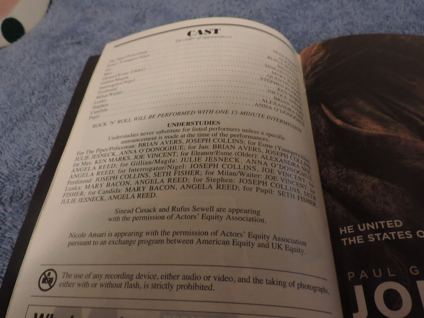 Playbill for 'Rock 'n' Roll' at Bernard B. Jacobs Theatre, March 2008