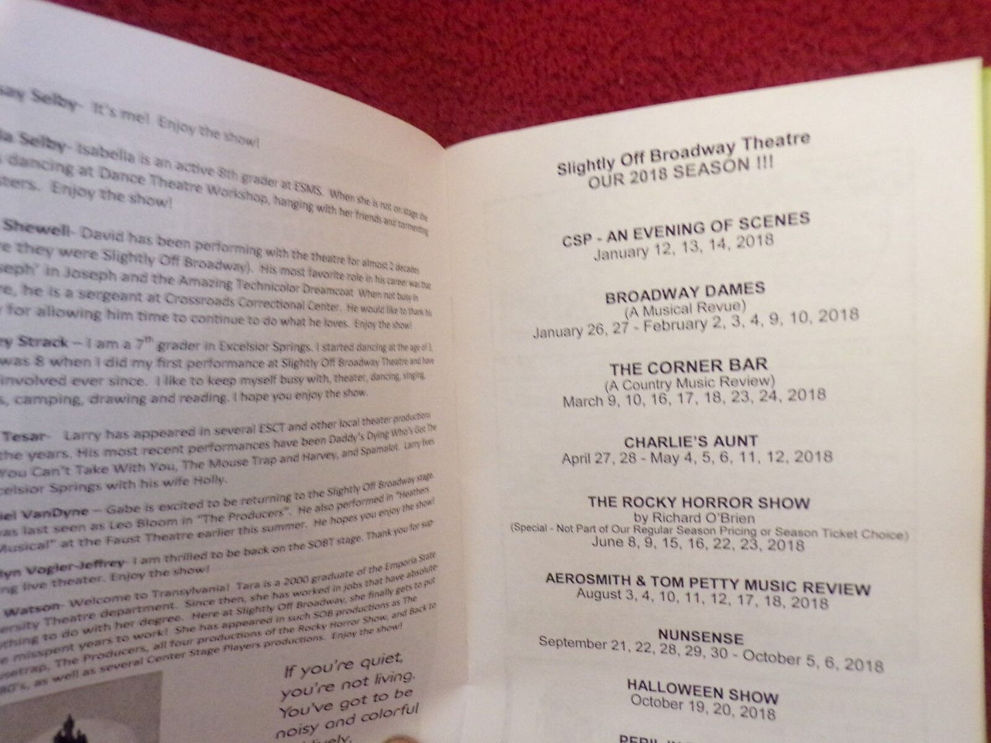 The Slightly Off Broadway Theatre Presents: Young Frankenstein Program