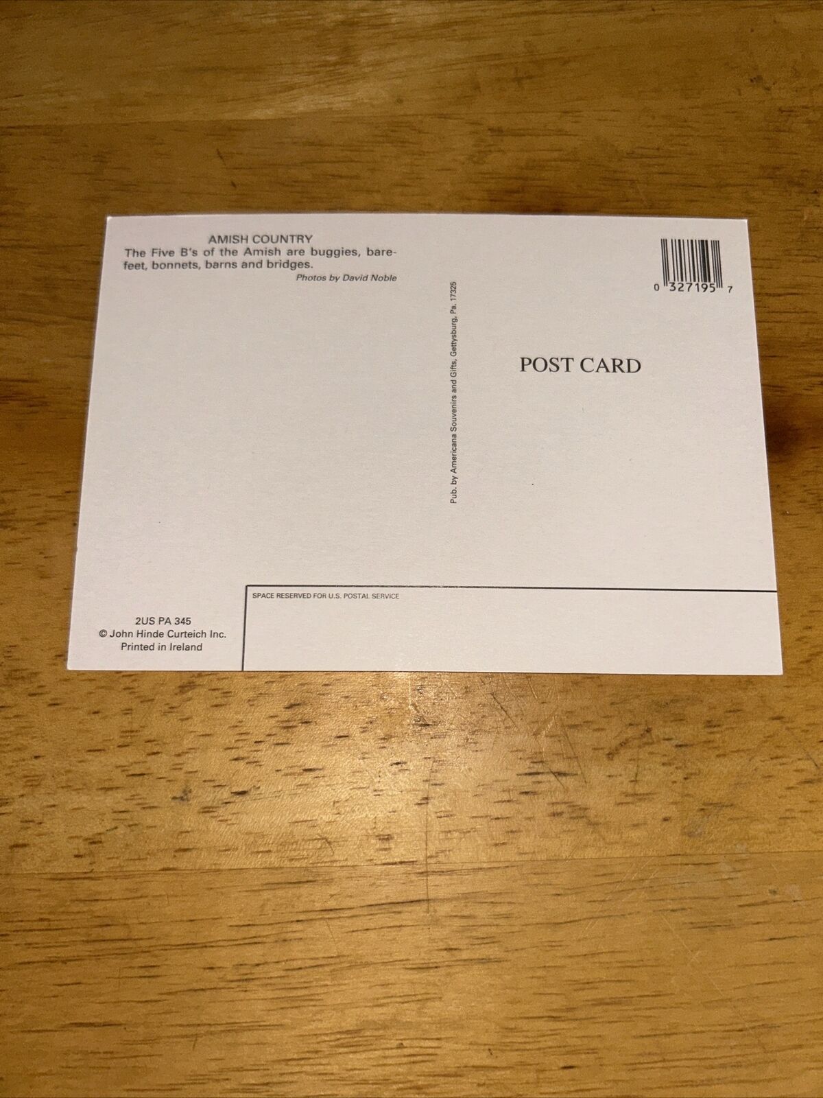 Postcard Unposted: Five B's of Amish Country