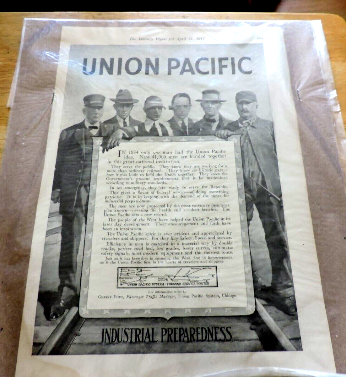 UNION PACIFIC INDUSTRIAL PREPAREDNESS ADVERTISEMENT PAGE 12X8.5 INCHES