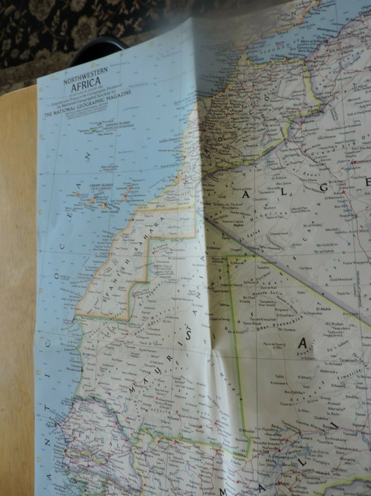 NATIONAL GEORGRAPHIC MAP OF NORTHWESTERN AFRICA 1966