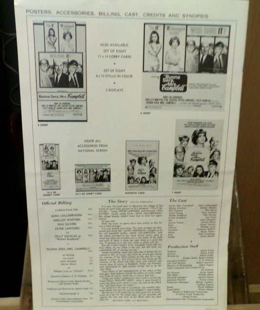 Buona Sera, Mrs. Campbell Pressbook-Gina Lolobridgida/Shelly Winters/Phil Silver
