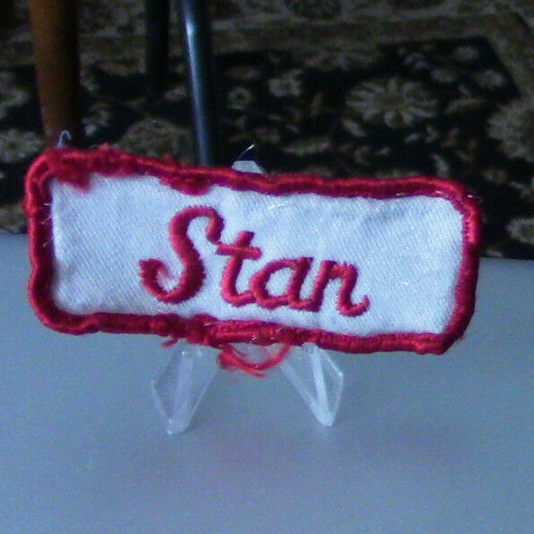Uniform, Name Patch: STAN (White Background/Red Outline & Letters)