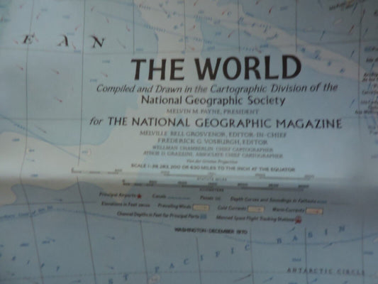 THE WORLD: THE NATIONAL GEOGRAPHIC MAGAZINE MAP, 1970