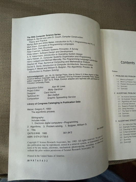 Hardcover Book: The Algorithmic Process, An Intro to Problem Solving