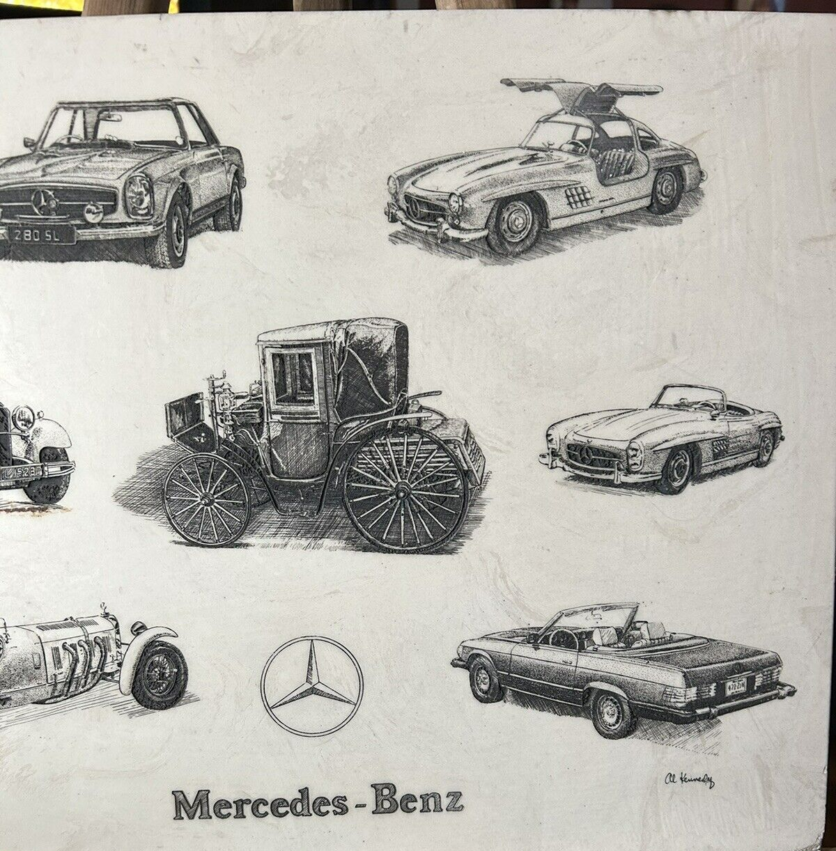 Artist Al Kennedy: Marble Mercedes-Benz Tile (20" X 16")