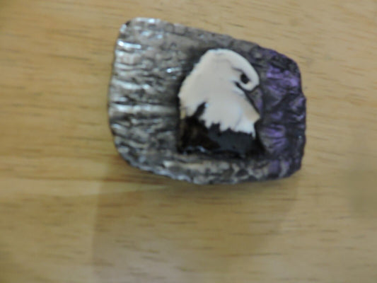 BELT BUCKLE  SILVER WITH EAGLE HEAD 2.75X 1.75 INCHES