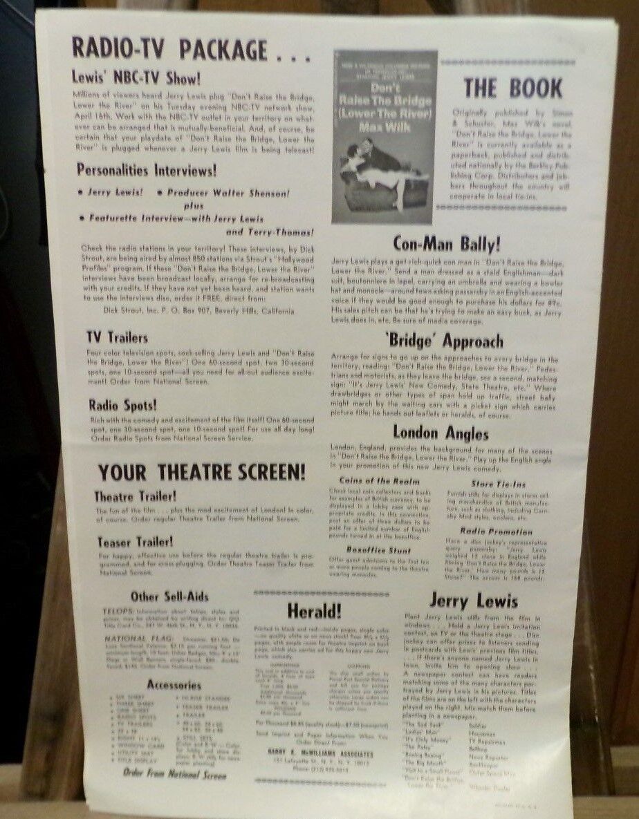 1968 Dont Raise The Bridge, Lower the River Pressbook-Jerry Lewis