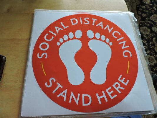 SOCIAL DISTANCING--STAND HERE--25 NEW IN PACKAGE--FLOOR STICKERS