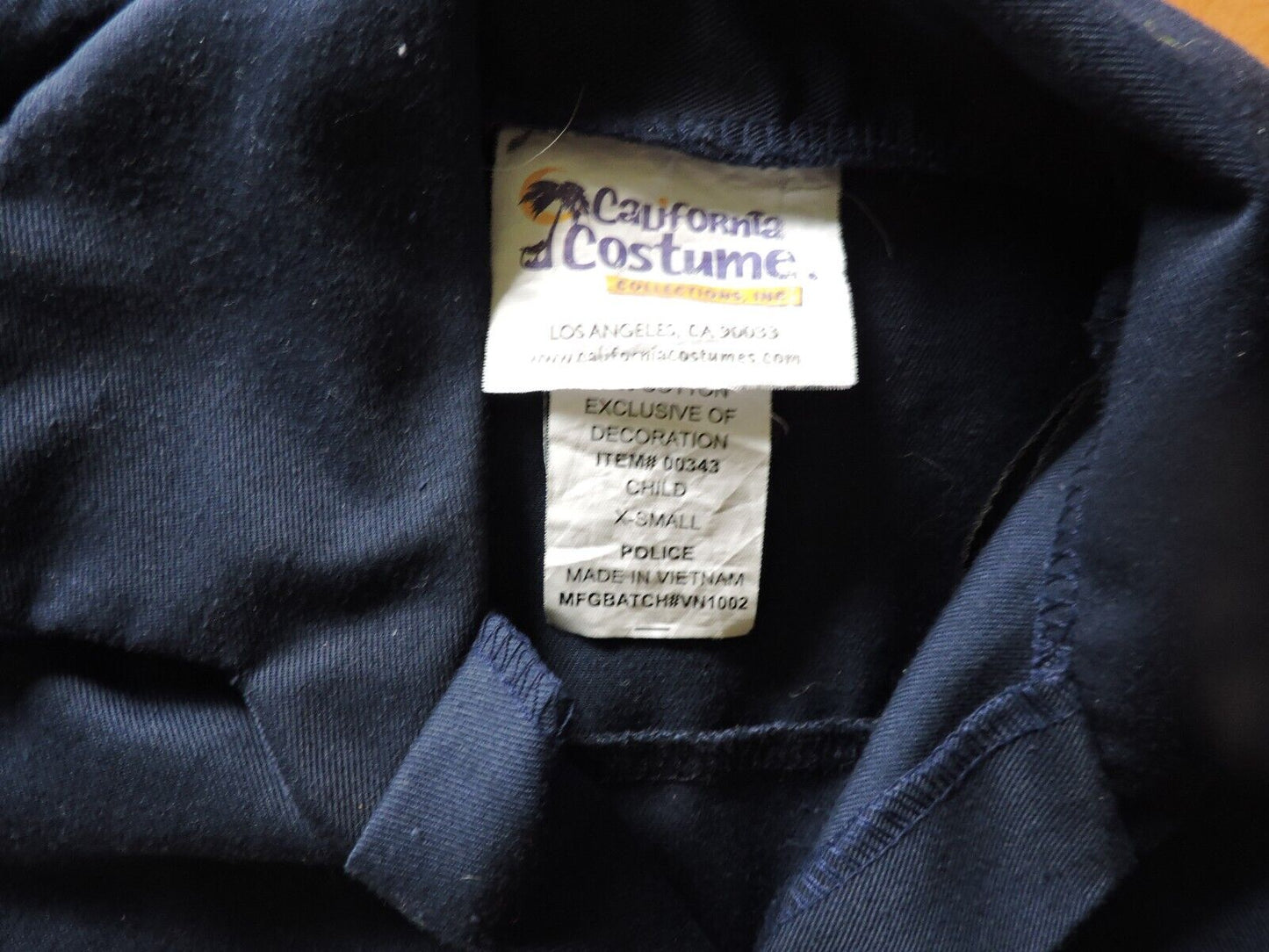 CALIFORNIA COSTUME CHILD XSMALL POLICE BUTTON SHIRT