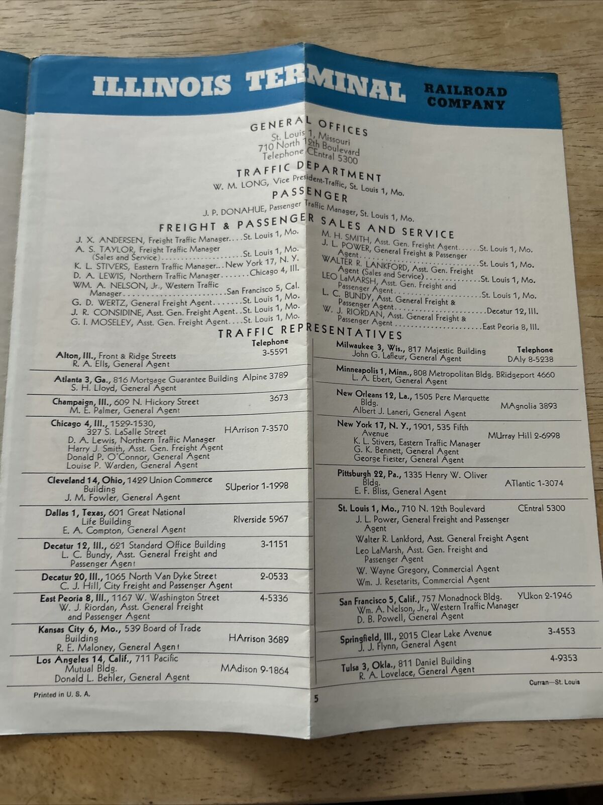 Illinois Terminal Time Table April 26, 1953