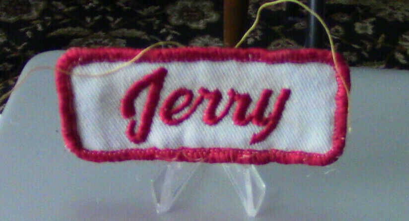 Uniform, Name Patch: JERRY (White Background/Red Outline & Letters)