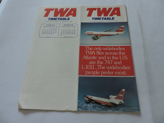 TWA TIMETABLE OCTOBER 1-OTOBER 25, 1980
