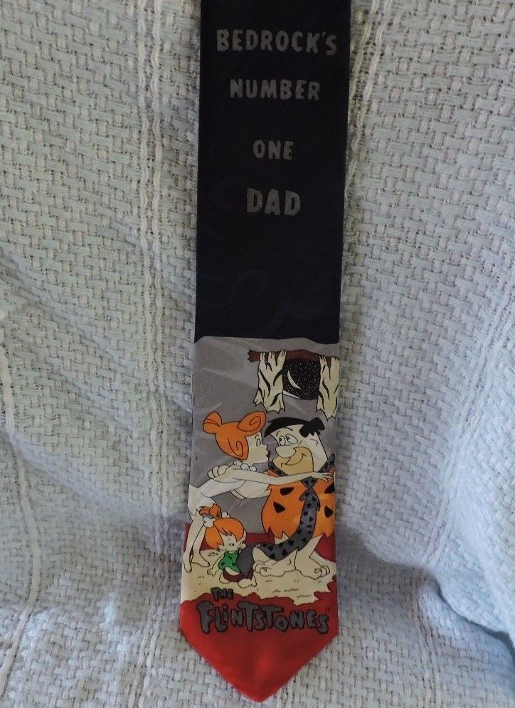 "Bedrock's Number One Dad" The Flintstones Themed Tie