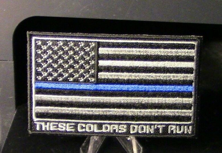 "These Colors Don't Run" Arm Flag (Thin Blue Line) Patch (Police/Sheriff)