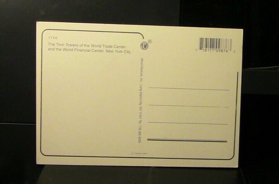 Post Card (Unposted) of Twin Towers (New York) before 9/11 Attacks