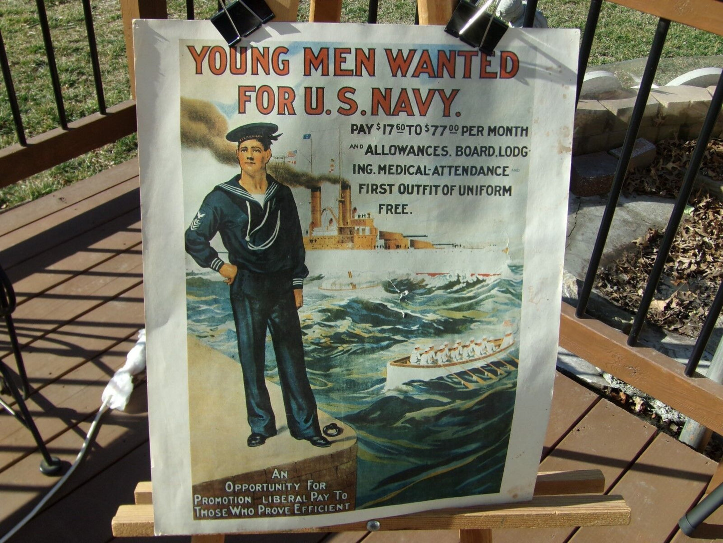 PRINT OF WWII NAVY RECRUITMENT POSTER NAMED "YOUNG MEN WANTED FOR U.S. NAVY"