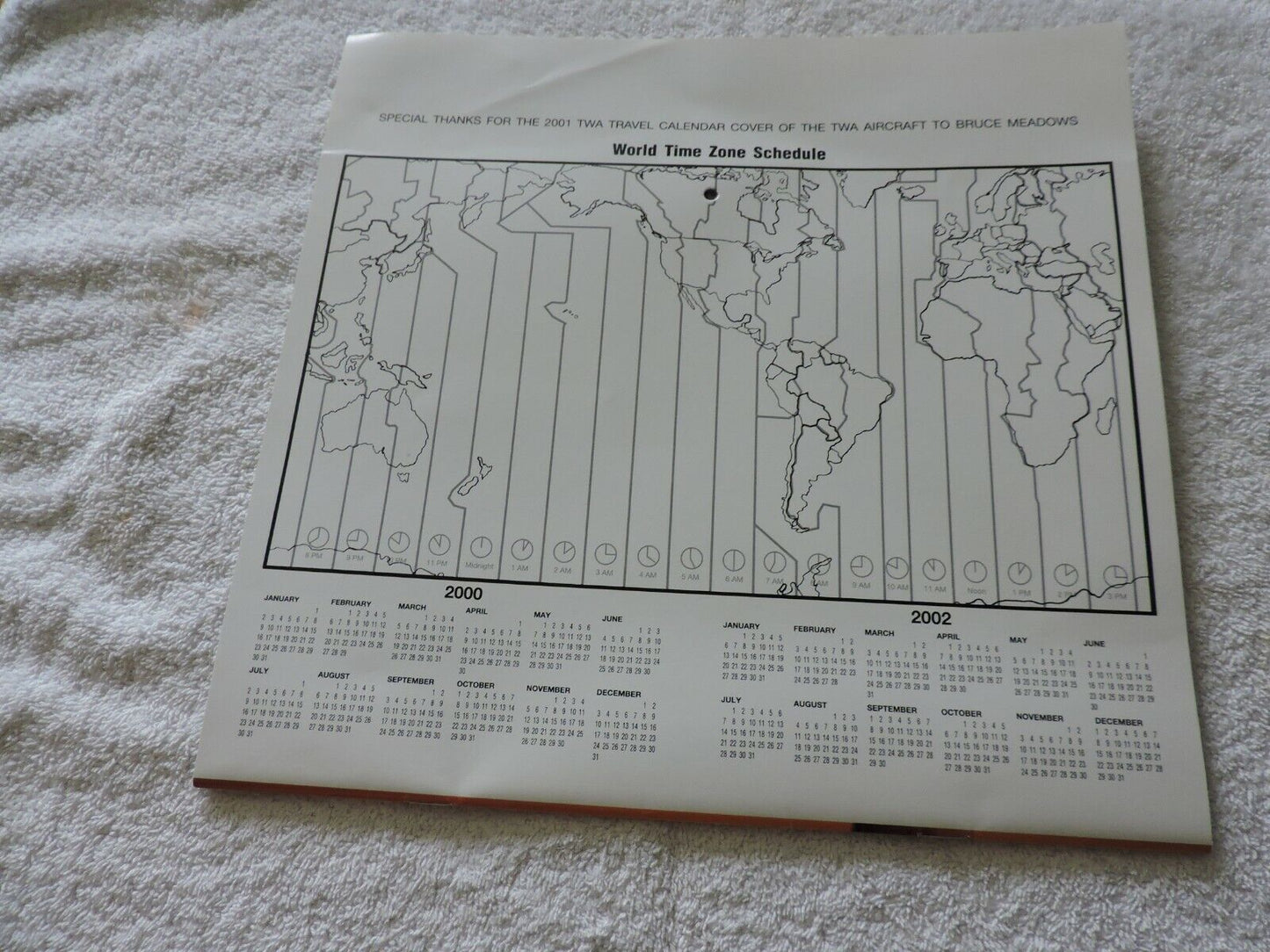 COLLECTIBLE TRANS WORLD AIRLINE 2001 TRAVEL CALENDAR-NEW