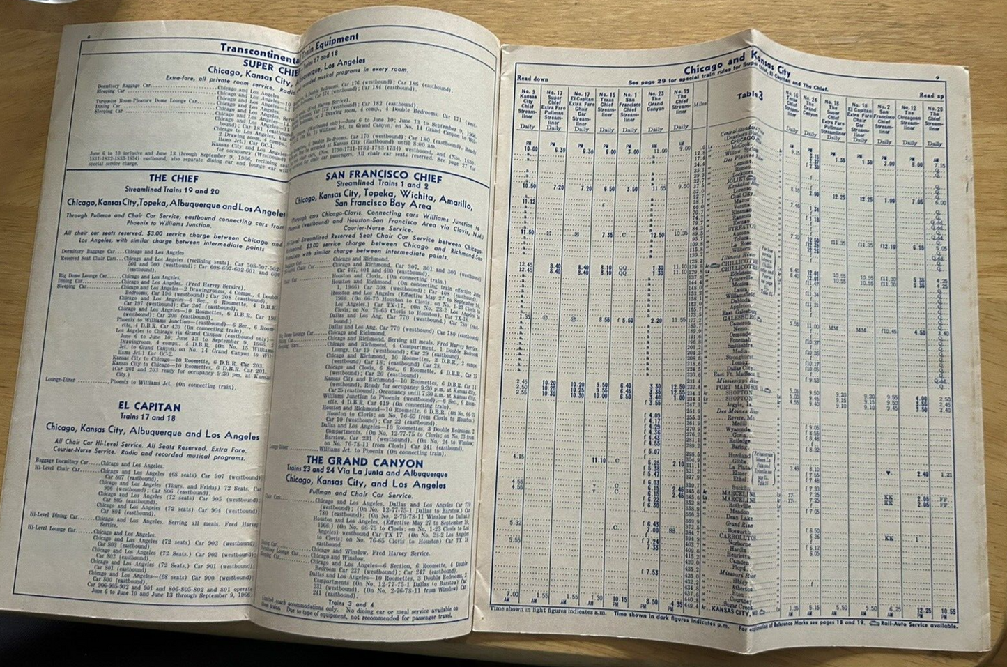 SANTE FE TIMETABLE 1966 SPRING/SUMMER