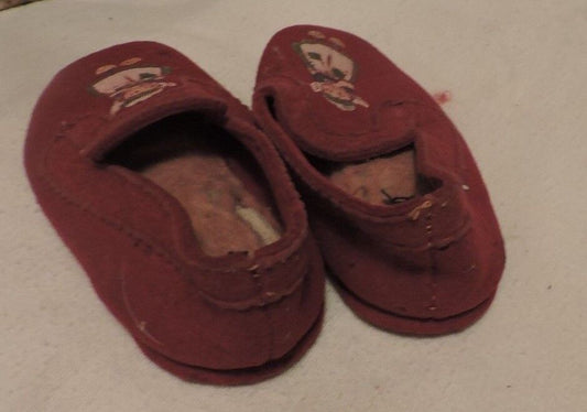 Vintage Pair of Cloth Children's Shoes with Young Lady Picture on them