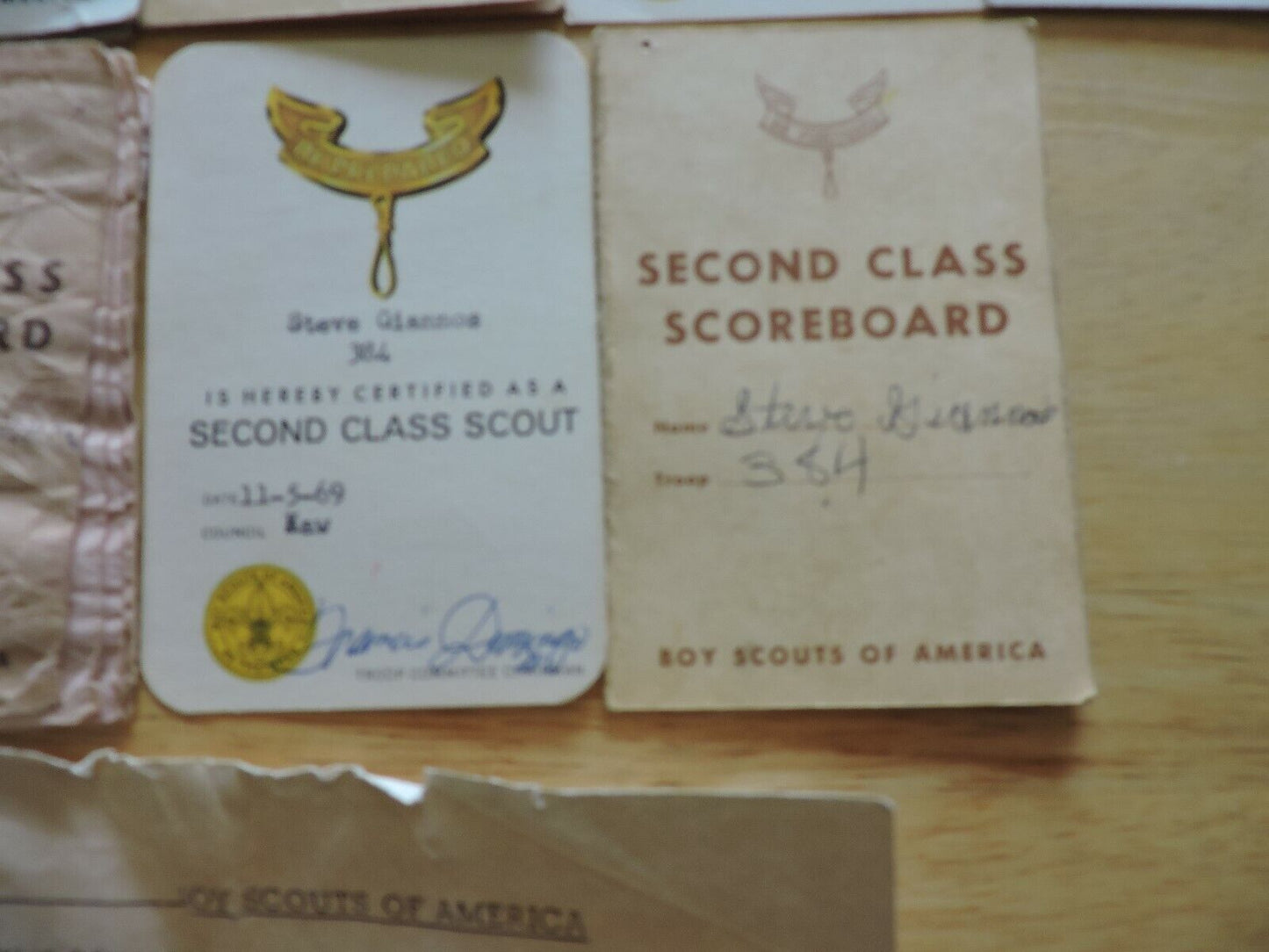 Boy Scout Memorabilia:  Advancement Cards From Between 1968-1973
