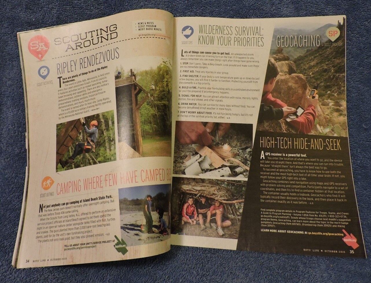 Boy's Life October 2015 Issue Features Hiking/Climbing