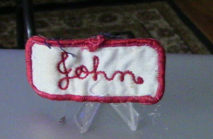 Uniform, Name Patch:JOHN (White Background/Red Outline & Letters)