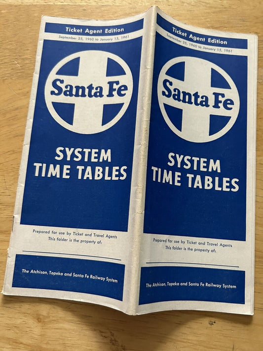 SANTE FE TIMETABLE 1960-1961 SPRING/SUMMER--TICKET AGENT EDITION