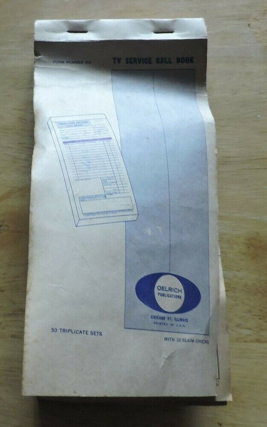 Vintage TV Service Call Book