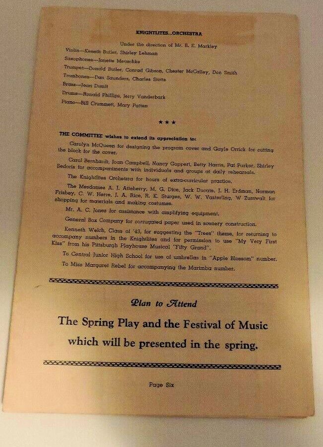 Vintage Playbill 1950: The Thirteenth Annual Knightlites, Southeast HS, KCMO