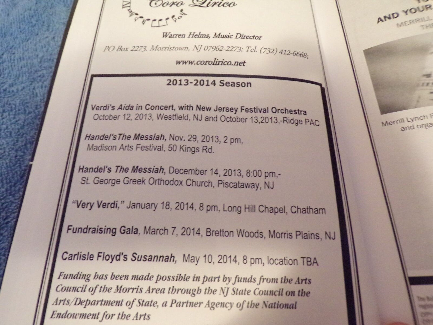 Playbill:The Masterwork Chorus - Back St. John Passion Concert (March 22, 2014)